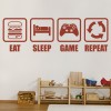 Eat Sleep Game Repeat Gamer Kids Wall Sticker