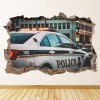 Police Car 3D Hole In The Wall Sticker
