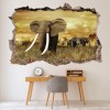 Elephant Sunset 3D Hole In The Wall Sticker