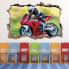 Red Motorbike 3D Hole In The Wall Sticker