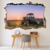 Green Tractor 3D Hole In The Wall Sticker