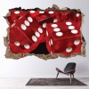 Red Dice Casino 3D Hole In The Wall Sticker