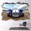 Classic Blue Sports Car 3D Hole In The Wall Sticker