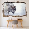 Grey Winter Wolf 3D Hole In The Wall Sticker