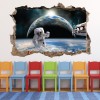 Astronaut Space Earth 3D Hole In The Wall Sticker