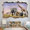 Elephant Safari 3D Hole In The Wall Sticker