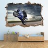Blue Motorbike Stunt 3D Hole In The Wall Sticker