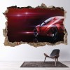 Red Race Car Sports 3D Hole In The Wall Sticker