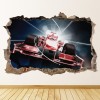 Red Race Car Sports Racing 3D Hole In The Wall Sticker