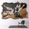 Bowling Pins 3D Hole In The Wall Sticker
