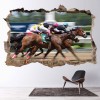 Horse Racing Jockey 3D Hole In The Wall Sticker