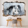 Two White Horses 3D Hole In The Wall Sticker