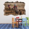 Motocross Racers Racing 3D Hole In The Wall Sticker