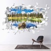 Stag Landscape White Brick 3D Hole In The Wall Sticker