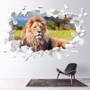 Lion White Brick 3D Hole In The Wall Sticker