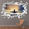 Airplane Flight White Brick 3D Hole In The Wall Sticker