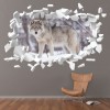 Winter Wolf White Brick 3D Hole In The Wall Sticker