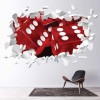 Red Dice White Brick 3D Hole In The Wall Sticker