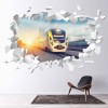 High Speed Train White Brick 3D Hole In The Wall Sticker