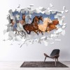 Herd Of Wild Horses White Brick 3D Hole In The Wall Sticker