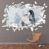 Horse In Winter White Brick 3D Hole In The Wall Sticker