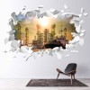 Oil Rig White Brick 3D Hole In The Wall Sticker