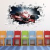 Red Formula 1 Car White Brick 3D Hole In The Wall Sticker