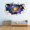 Solar System Planets White Brick 3D Hole In The Wall Sticker