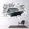 Ship White Brick 3D Hole In The Wall Sticker