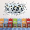 King Penguins White Brick 3D Hole In The Wall Sticker