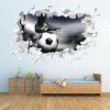 Football Boot & Ball White Brick 3D Hole In The Wall Sticker