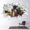 Green Tractor White Brick 3D Hole In The Wall Sticker