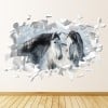 Two Horses White Brick 3D Hole In The Wall Sticker