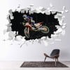 Motocross Stunt White Brick 3D Hole In The Wall Sticker