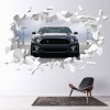 Sports Car Mustang White Brick 3D Hole In The Wall Sticker