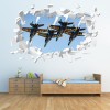 Fighter Jets White Brick 3D Hole In The Wall Sticker