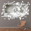 White Horses White Brick 3D Hole In The Wall Sticker