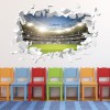 Football Stadium Pitch White Brick 3D Hole In The Wall Sticker