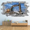 JCB Construction Digger Grey Brick 3D Hole In The Wall Sticker