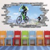 Mountain Bike Biking Grey Brick 3D Hole In The Wall Sticker