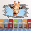 Giraffe Grey Brick 3D Hole In The Wall Sticker