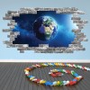 Planet Earth Grey Brick 3D Hole In The Wall Sticker