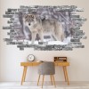 Grey Wolf Grey Brick 3D Hole In The Wall Sticker