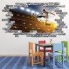 Football Player Sports Grey Brick 3D Hole In The Wall Sticker