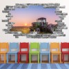 Green Tractor Grey Brick 3D Hole In The Wall Sticker