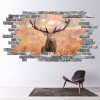 Red Stag Grey Brick 3D Hole In The Wall Sticker