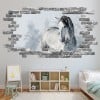 Grey Horse Grey Brick 3D Hole In The Wall Sticker