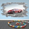 Red Race Car Grey Brick 3D Hole In The Wall Sticker