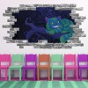 Cheshire Cat Grey Brick 3D Hole In The Wall Sticker