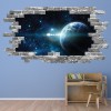 Planets Space Galaxy Grey Brick 3D Hole In The Wall Sticker
